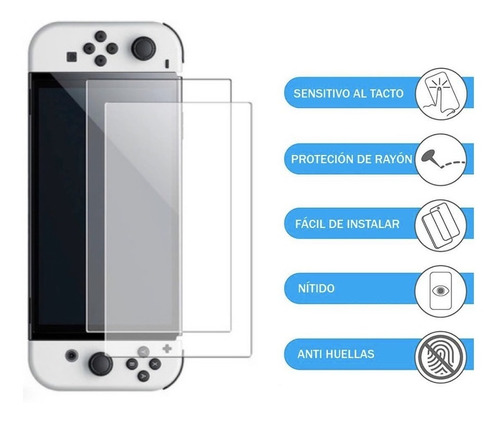 Imagen 2 de 6 de Lamina Protectora Para Nintendo Switch Oled Vidrio Templado