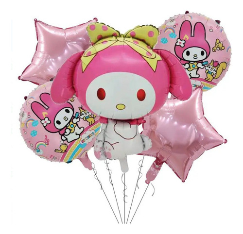 Set De Globos Hello Kitty - Melody Color Rosa