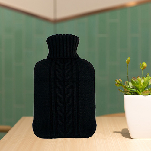 Funda Tejida Negra Para Botella De Agua Caliente, 2 Litros,