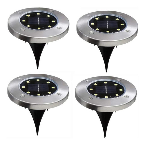 Pack X4 Luz Solar 8 Led Con Estaca Exterior Tierra Jardin