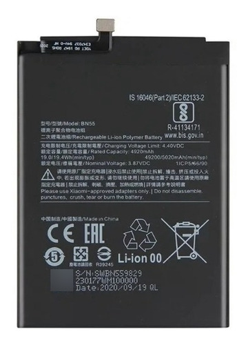 Bateria Pila Xiaomi Redmi Note 9 Pro Bn55 Guupi 