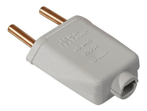 Pino Plugue Plug Macho 2 Pinos Maciço 10a Cinza Mectronic