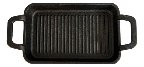 Plancha Sarten Bifera Grill Acanalada De Hierro Con Asa 22cm Color Negro