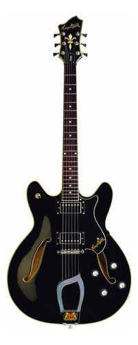 Guitarra Electrica Semi-hueca Color Negro Brillante