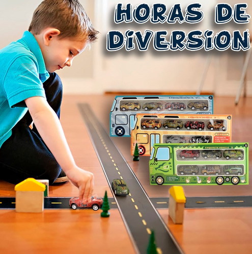 Imagen 4 de 9 de Set 6 Carritos Friccion Auto Animales Juguete Autobus A-314