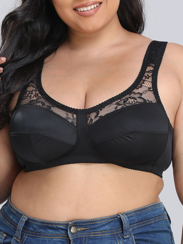 Sujetadores Finos De Encaje Suave Sin Aros, Talla Plus Bra,