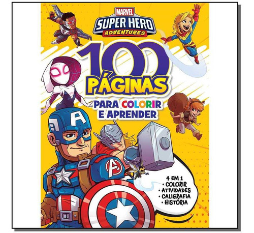 Livro Infantil 100 Páginas Para Colorir Super Heróis Marvel