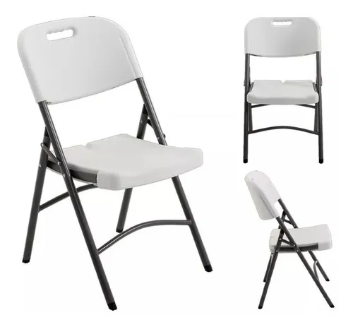 Silla Plegable De Plástico Y Acero Para Jardín Camping LG Color Blanco Blanco