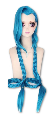 Peluca Jinx League Of Legends Cosplay Lol Trenzada