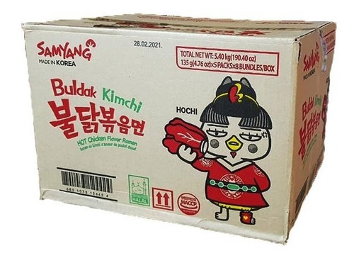 Ramen Coreano Picante Sabor Kimchi Caja 40 Piezas 135g