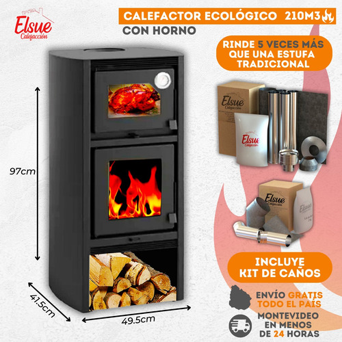 Calefactor Horno Doble Combustion Metavila Lyon Salida Pared