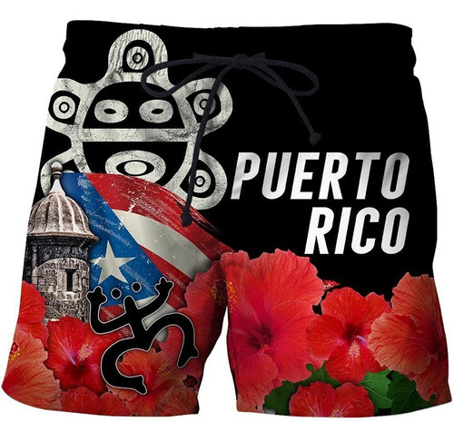 Pantalón Corto De Hombre Con Estampado 3d De Puerto Rico