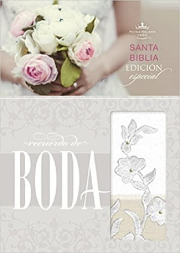 Biblia Recuerdo De Boda Color Blanco Lino Encaje Simil Piel