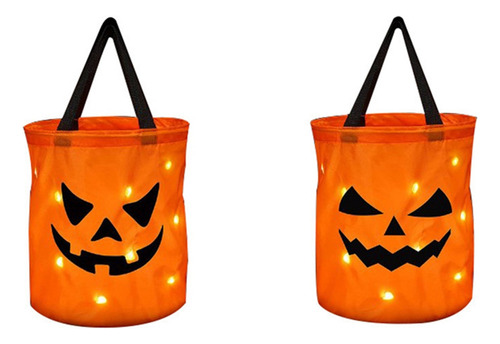 Bolsa Portátil Con Forma De Calabaza, 2 Unidades, Con Luz Le