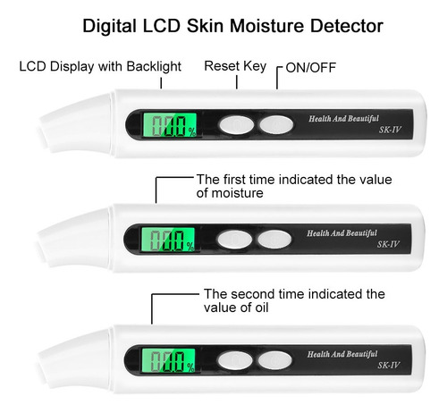Tester Piel Digital Lcd Para Facial Analisis Humedad Aceite