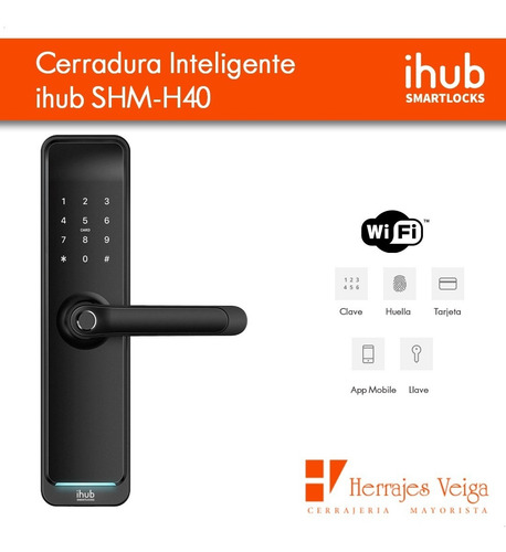 Imagen 3 de 10 de Cerradura Inteligente Ihub Shm-h40 Huella Wifi Gtia Samsung