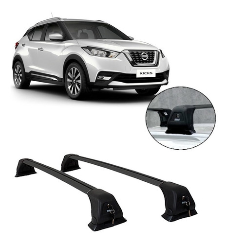 Rack Teto Longarina Nissan Kicks - Kiussi Preto Antifurto