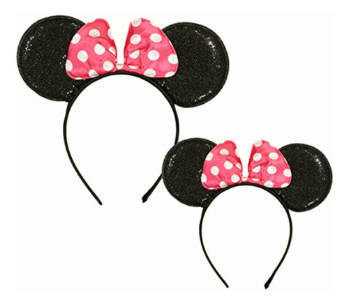 Disney Orejas De Minnie Mouse, Juego De 2 Diademas Para