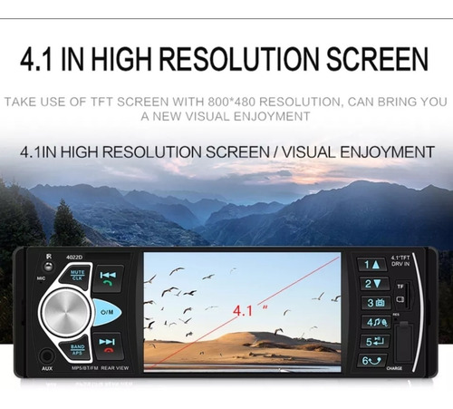 Radio Multimedia 1 Din Pantalla 4.1 Bluetooth Cámara Reversa