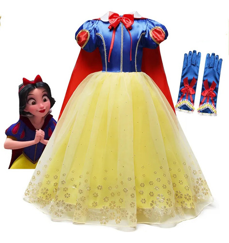 Disfraz Infantil Princesa Blancanieves + Capa + Guantes 