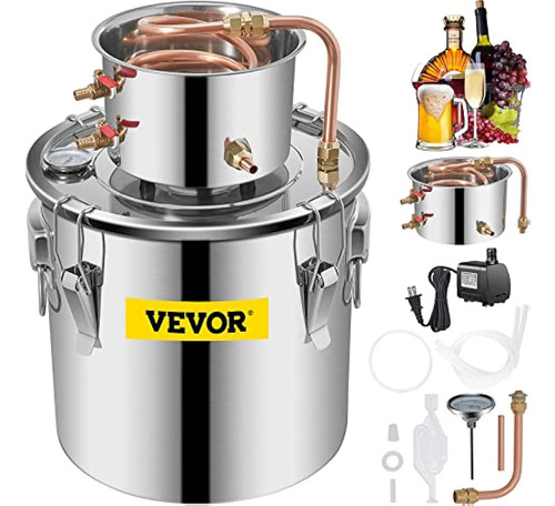 Vevor Alcohol Still 5 Gal 21l, Kit De Destilería Con Bomba D