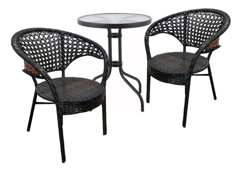 Juego Balcón 2 Sillas Rattan Sintético + Mesa