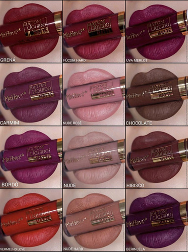 Batom Liquido Matte Bordo Mahav 4ml