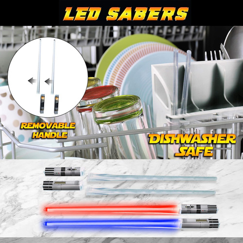 Lightsaber Chopsticks Light Up Star Wars Led Glowing 4 Pairs