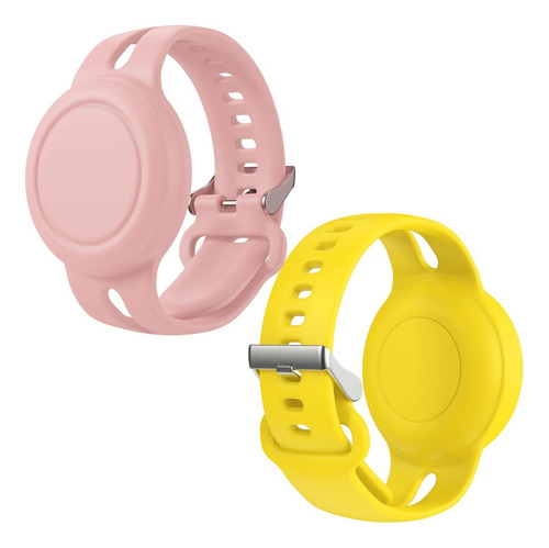 Brazaletes Para Airtag Suihuoji, Para Niños, Rosa Y Amarillo