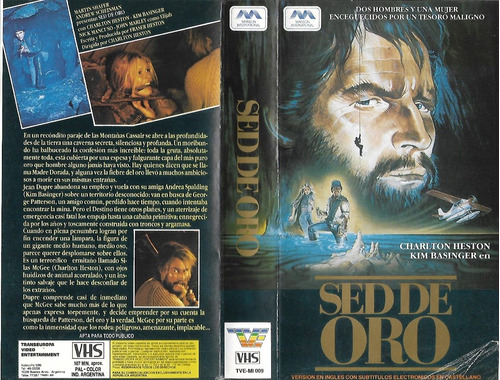 Sed De Oro Vhs Charlton Heston Kim Basinger Mother Lode 1982