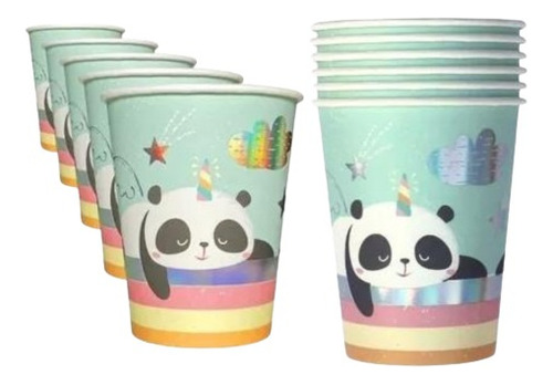 Vasos De Cumpleaños Descartables Osito Panda X6  Cotillon 