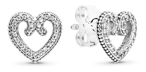 Aretes Pandora Remolinos De Corazón Plata S925 Original