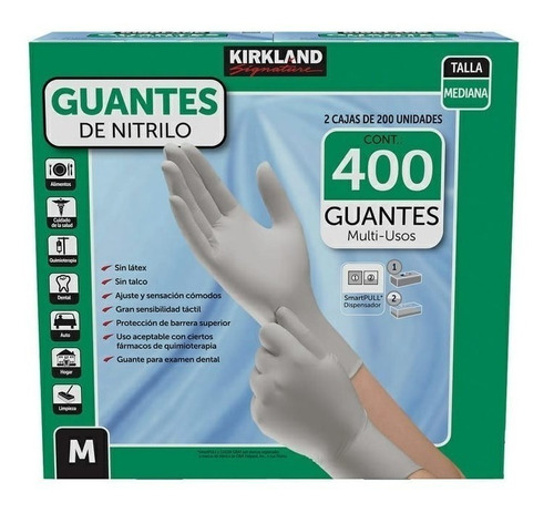 Guantes Descartables Kirkland Gris T M De Nitrilo 200 Unidad