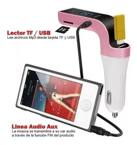 Transmisor Carro Carg7 Usb Aux Bluetooth Modulador Fm Sd Mp3