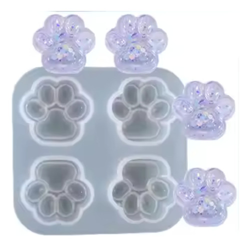 Forma Molde Silicone Resina 4 Patinhas Pata Cachorro Gato