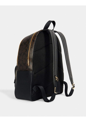Mochila Coach Café Monogram Court Backpack Color Marrón Oscuro Diseño De La Tela Liso