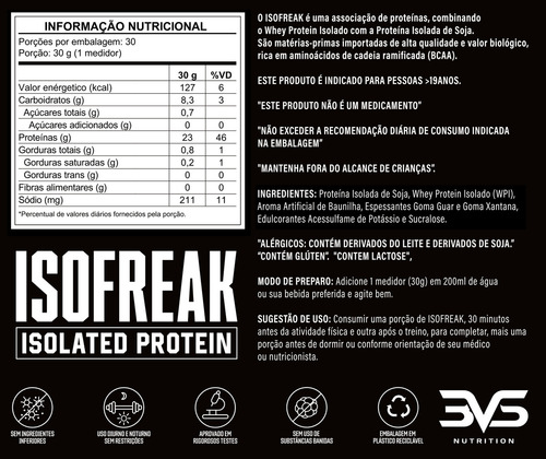 Whey Isolado Isofreak 900g Sabor: Baunilha - Fórmula Avançada Com 23g De Proteína Por Dose