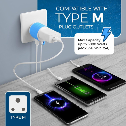 Adaptador De Enchufe Israel 3 En 1 (adaptador Tipo H) Con