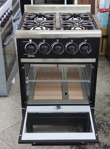 Cocina Industrial Hoffen 4 Hornallas 55 Cm Ancho Con Visor Negro