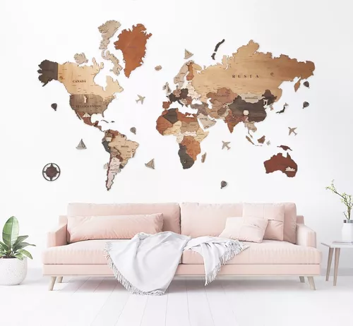 Naiovety Tira de mapa del mundo de viaje, tablero de corcho de con  chinchetas, Fondo de oficina de enseñanza autoadhesivo, decoración