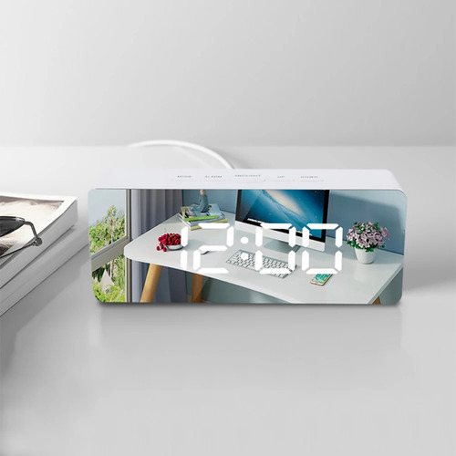 Para Reloj Digital Con Espejo Led Para Dormitorio,