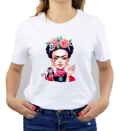 Polera Dama Estampada 100%algodon Diseño Frida Exclusivo 544