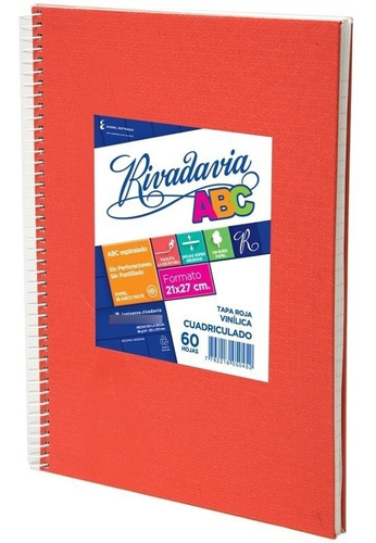 Cuaderno Rivadavia Abc Espiralado 60 Hojas Cuadriculado Rojo