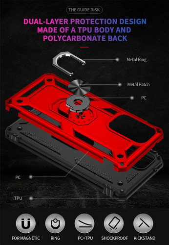 Funda Uso Rudo Golpes Para Galaxy A33 5g Carcasa+mica Rojo Samsung Galaxy A33 5g