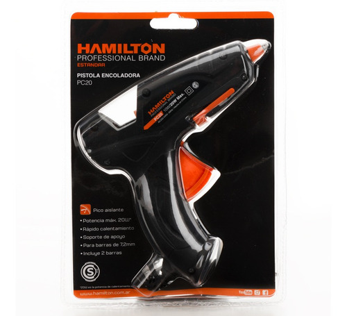 Pistola Encoladora Silicona 20w Bar Fina 7,2mm Hamilton Pc20