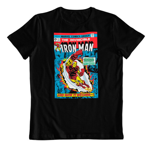 Polera Algodon Estampada Dtf Iron Man Tony Stark Marvel Art