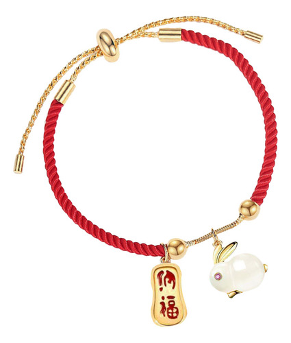 Pulsera De Año Nuevo Con Diseño De Conejo Cadena Roja Ajus