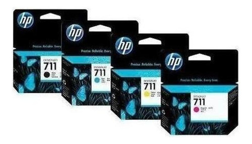 Kit 4 Cartuchos Tinta Hp 711 Negro Y Color Para Plotter T120