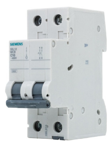 Disjuntor Bipolar 5sl1 Curva C 10a 3ka 5sl12107mb Siemens