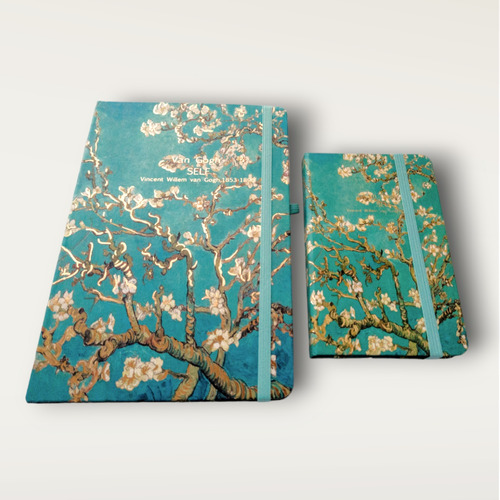 Set De Libretas Cosidas Van Gogh Almendro Raya Vintage A5